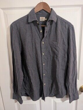 Faherty Mens Shirt Linen Blend Long Sleeve Blue Brown Button Down Size XS